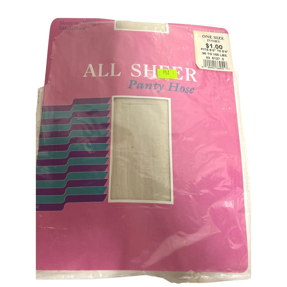 Vintage All Sheer‎ Panty Hose Ivory One Size Sheer to the Toe Sandalfoot